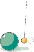 В присутствии массивного шара очень длинная нить с подвешенным к ней шариком отклоняется от вертикали, свидетельствуя о притяжении шаров.