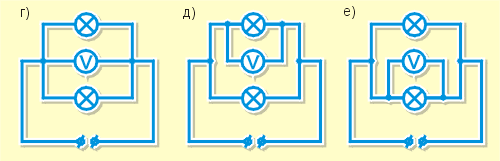 Присоединяя вольтметр к различным участкам цепи с параллельным соединением проводников, мы убедимся, что общее напряжение равно напряжениям на отдельных проводниках.