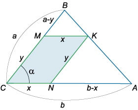 параллелограмм наибольшей площади, вписанный в произвольный треугольник